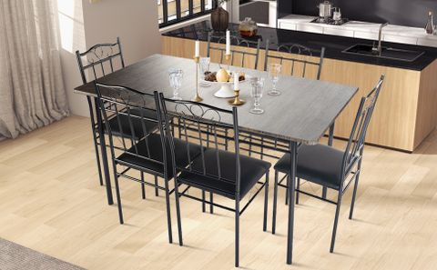 Amazon.com - Furniturer Dining Table Set For 6, Rectangular Dining Room ... with Tananger Table Set